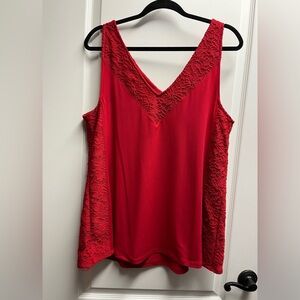 Lane Bryant 14/16 Red Tank Top With Lace Detail